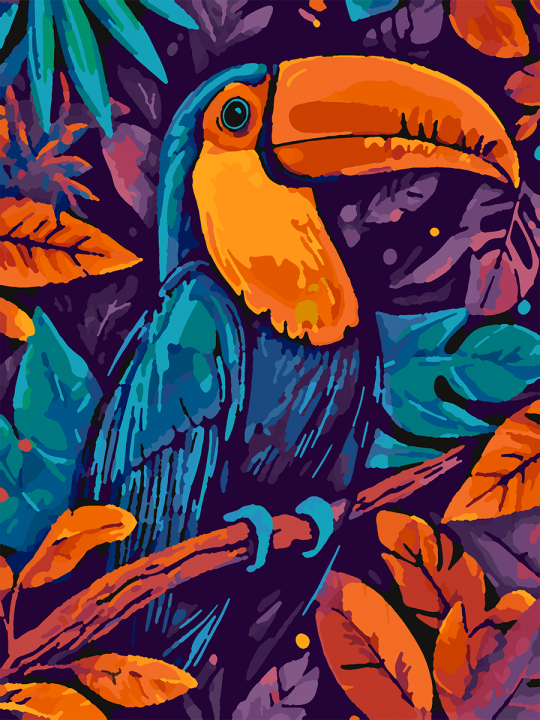 Картина по номерам без подрамника «Птица Тукан» 25x20 см