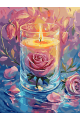 Картина по номерам без подрамника «Свеча и роза» 35x25 см