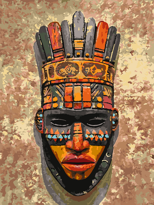 Картина по номерам без подрамника «Маска Африки» 35x25 см