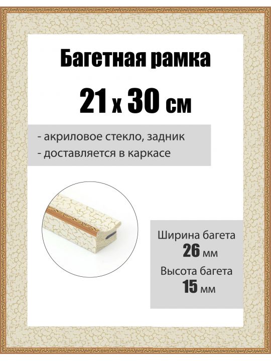 Рамка багетная для картин со стеклом 30 x 21 см, РБ-261