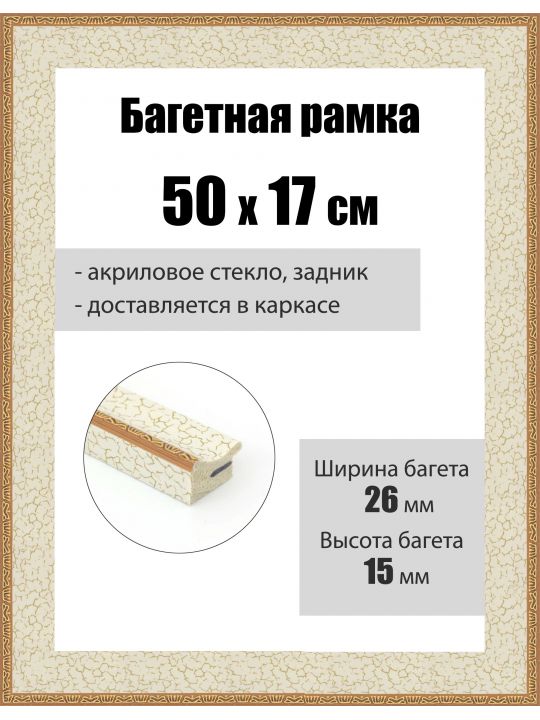 Рамка багетная для картин со стеклом 50 x 17 см, РБ-261