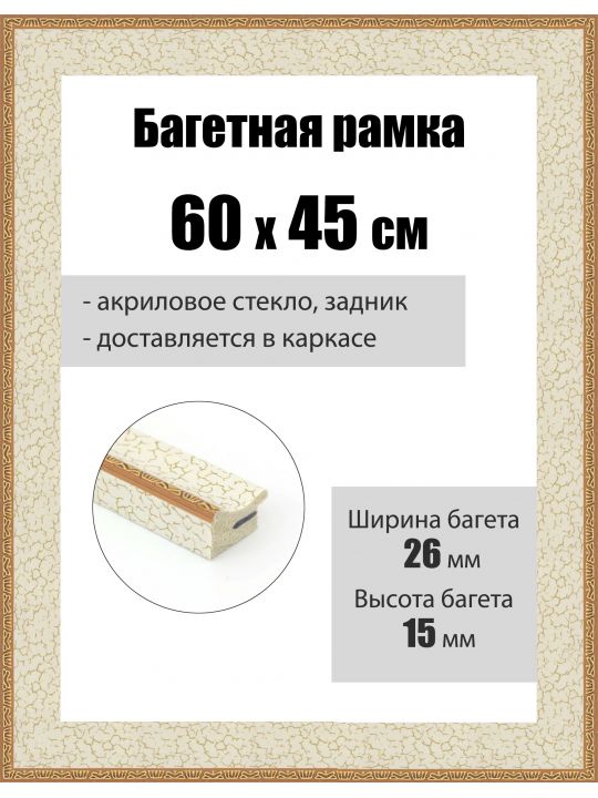 Рамка багетная для картин со стеклом 60 x 45 см, РБ-261