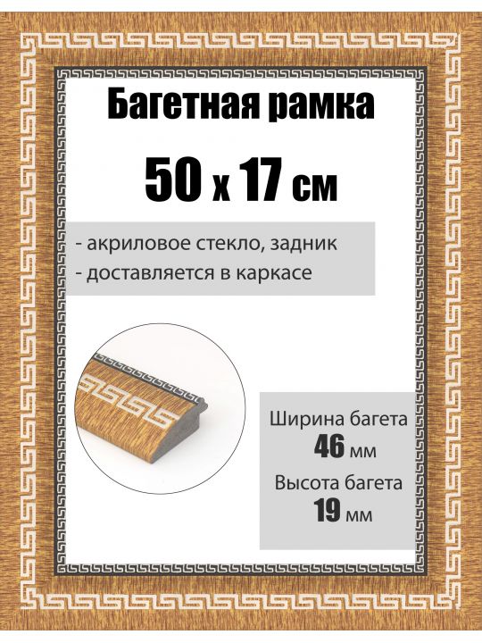 Рамка багетная для картин со стеклом 50 x 17 см, РБ-259