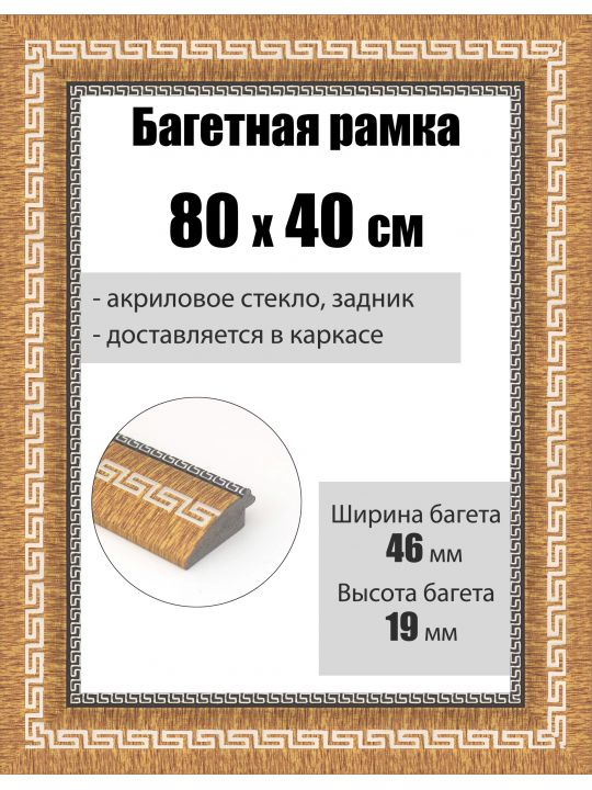 Рамка багетная для картин со стеклом 80 x 40 см, РБ-259