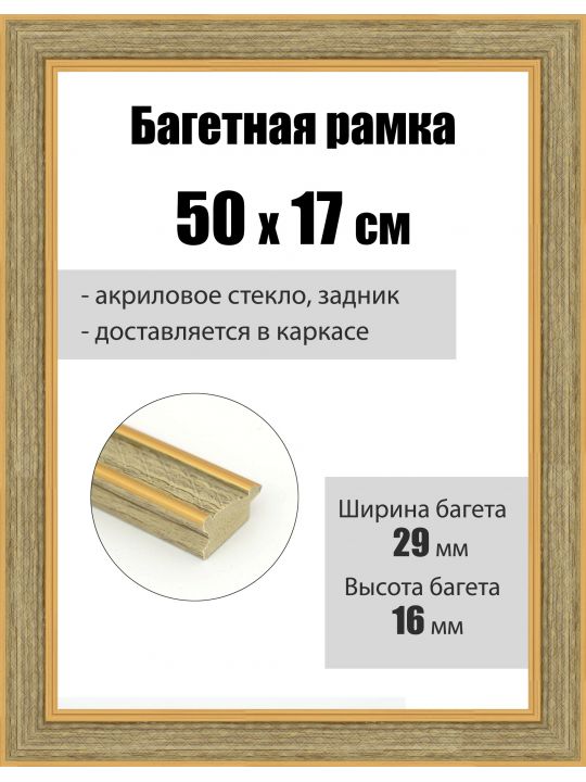 Рамка багетная для картин со стеклом 50 x 17 см, РБ-254