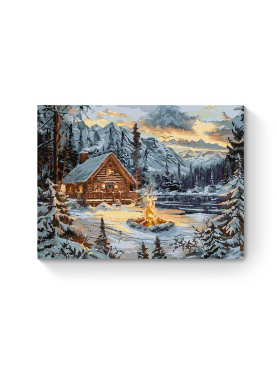 Картина по номерам на подрамнике «Домик в горах» 70x50 см
