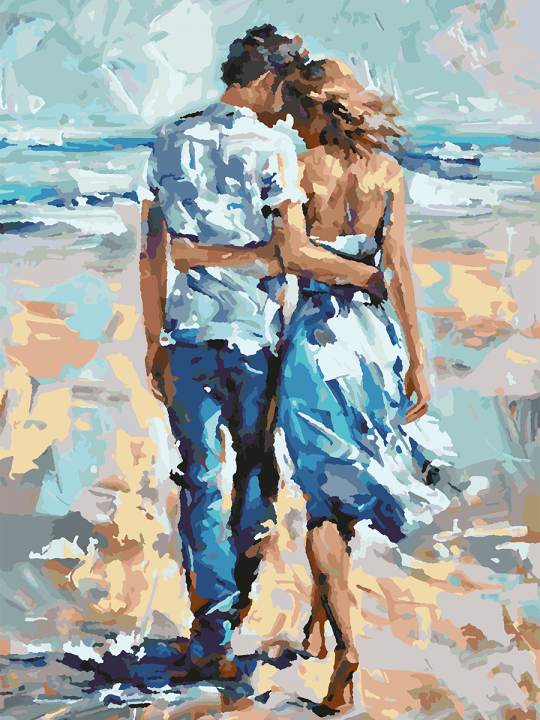 Картина по номерам без подрамника «Пара у моря» 70x50 см