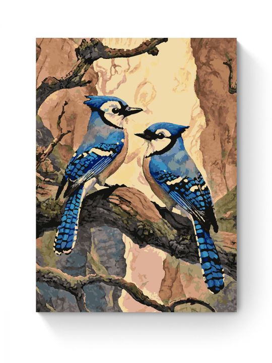 Картина по номерам на подрамнике «Голубые сойки» 90x70 см