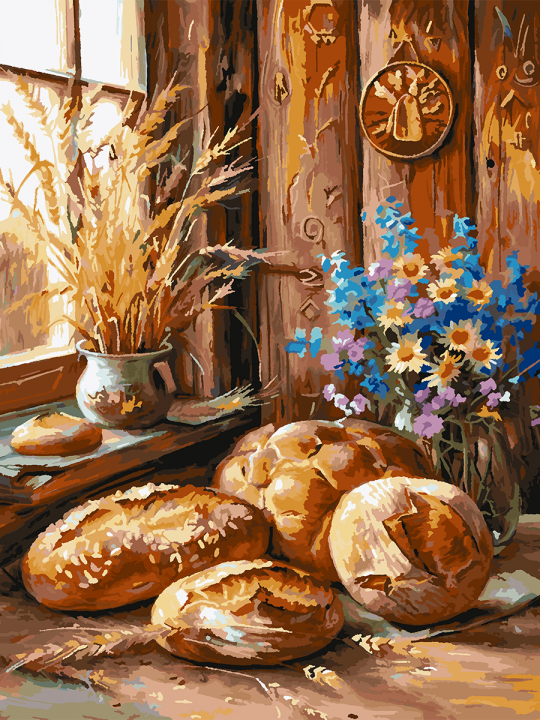 Картина по номерам без подрамника «Домашний хлеб» 130x100 см