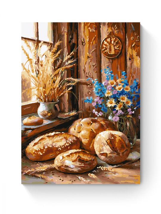 Картина по номерам на подрамнике «Домашний хлеб» 90x70 см