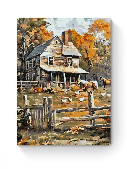 Картина по номерам на подрамнике «Сельский дом» 90x70 см