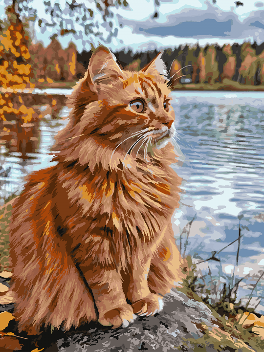 Картина по номерам без подрамника «Рыжий кот» 130x100 см