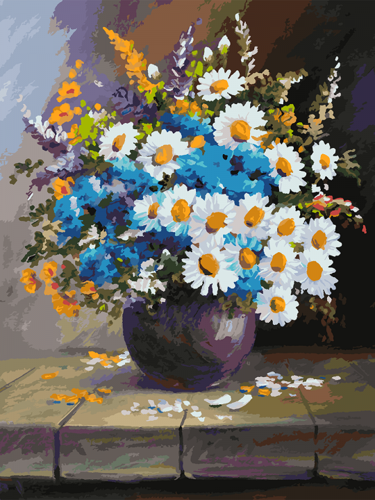 Картина по номерам без подрамника «Полевые цветы» 130x100 см