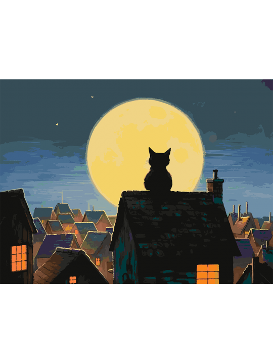 Картина по номерам без подрамника «Лунный кот» 130x100 см