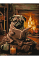Картина по номерам без подрамника «Мопс у камина» 130x100 см
