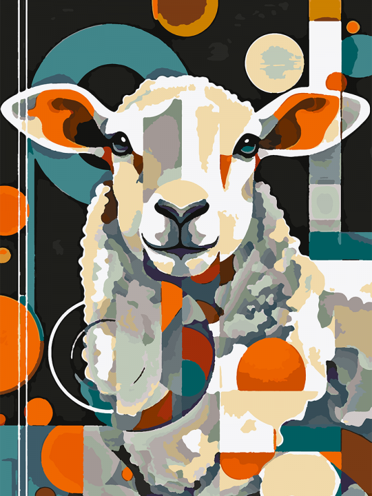 Картина по номерам без подрамника «Овечка» 70x50 см