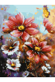 Картина по номерам без подрамника «Красные цветы» 70x50 см