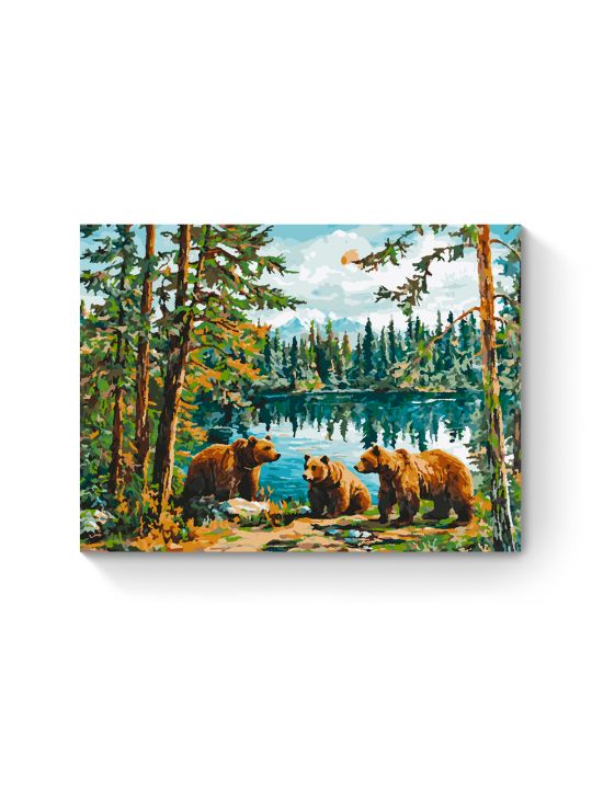 Картина по номерам на подрамнике «Три медведя» 70x50 см