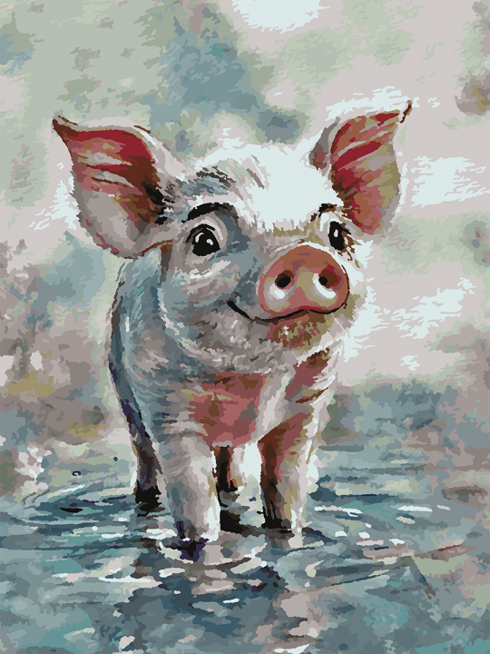 Картина по номерам без подрамника «Хрюшка» 70x50 см