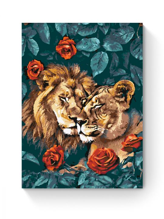Картина по номерам на подрамнике «Львы» 70x50 см