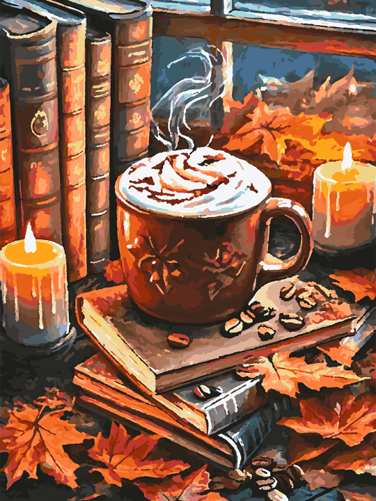 Картина по номерам без подрамника «Уютная осень» 70x50 см