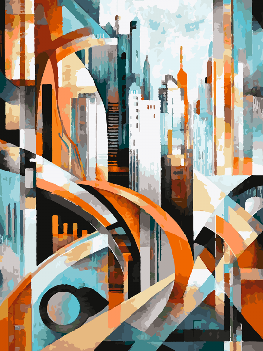 Картина по номерам без подрамника «Мегаполис» 70x50 см