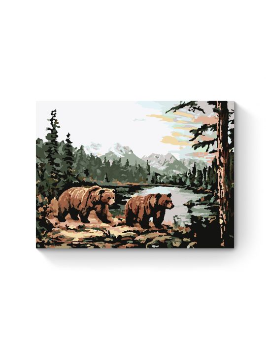 Картина по номерам на подрамнике «Мишки в лесу» 25x20 см