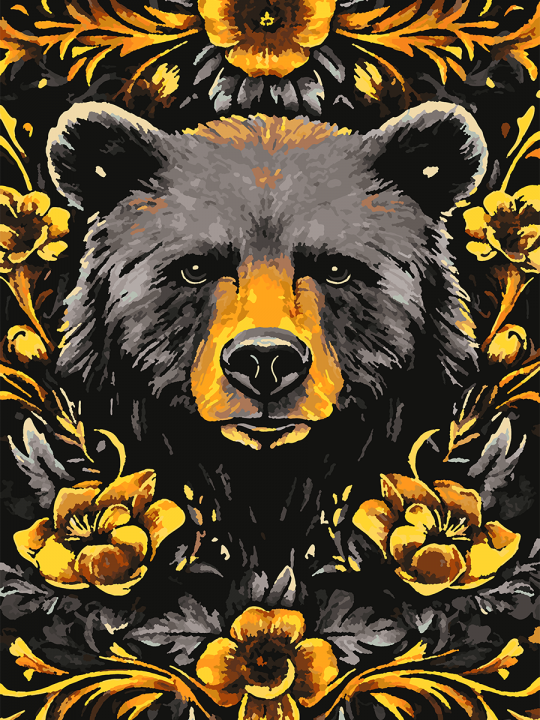 Картина по номерам без подрамника «Медведь-тотем» 70x50 см