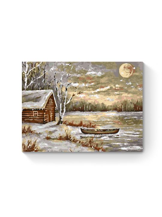 Картина по номерам на подрамнике «Домик у реки» 70x50 см