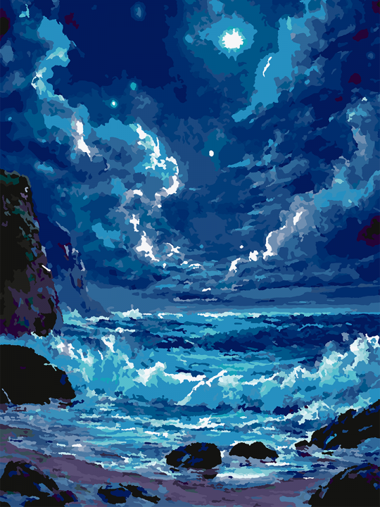 Картина по номерам без подрамника «Ночное море» 70x50 см