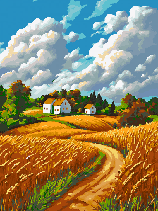 Картина по номерам без подрамника «Поля пшеницы» 70x50 см