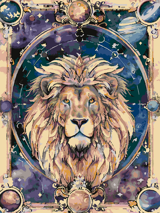 Картина по номерам без подрамника «Лев» 70x50 см