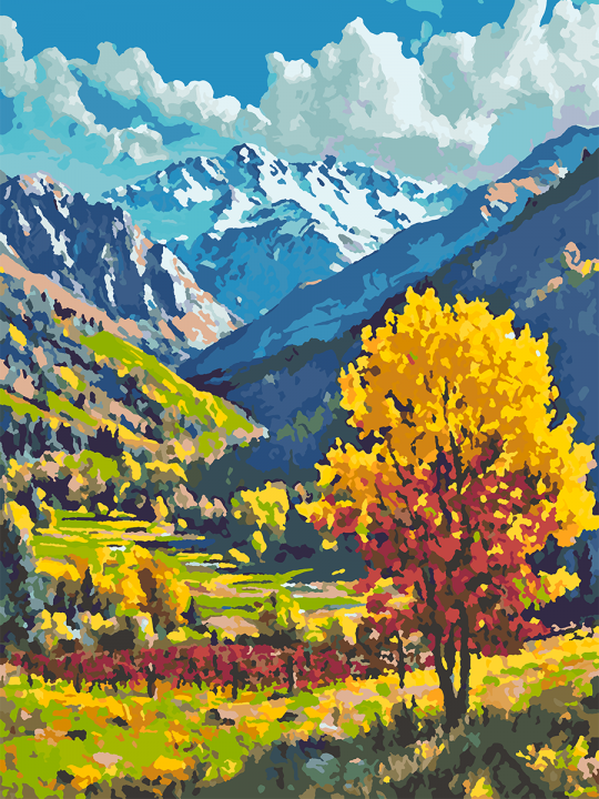 Картина по номерам без подрамника «Осень в горах» 70x50 см