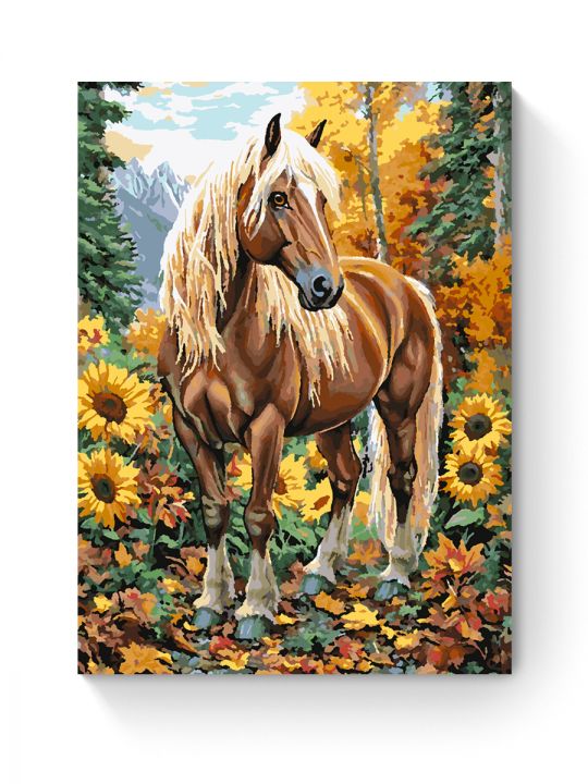Картина по номерам на подрамнике «Конь в лесу» 70x50 см