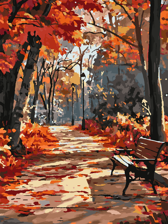 Картина по номерам без подрамника «Осень в парке» 70x50 см