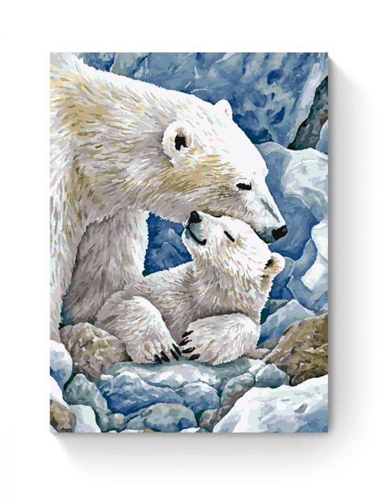 Картина по номерам на подрамнике «Белые медведи» 70x50 см