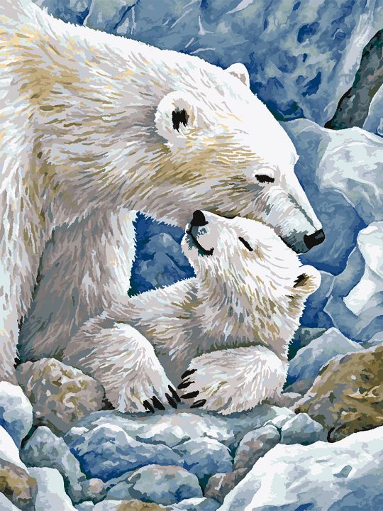 Картина по номерам без подрамника «Белые медведи» 130x100 см