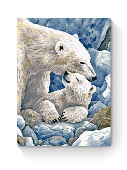 Картина по номерам на подрамнике «Белые медведи» 90x70 см
