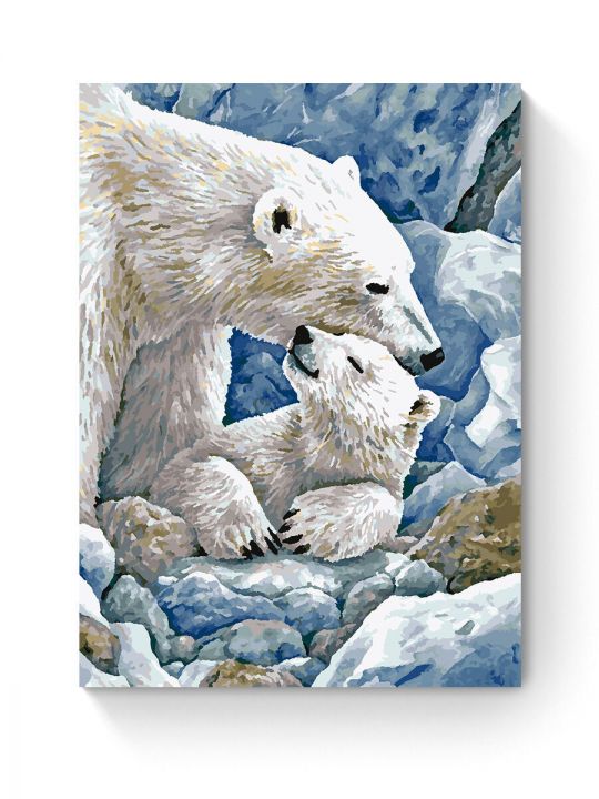 Картина по номерам на подрамнике «Белые медведи» 80x60 см