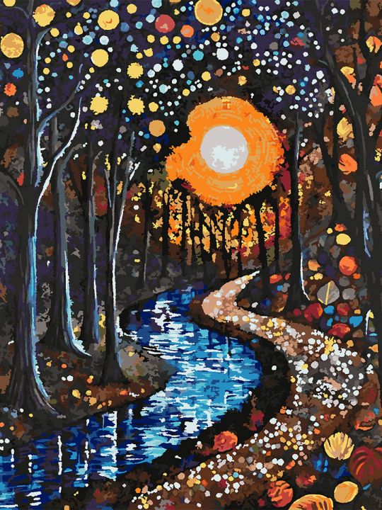 Картина по номерам без подрамника «Ночной парк» 90x70 см