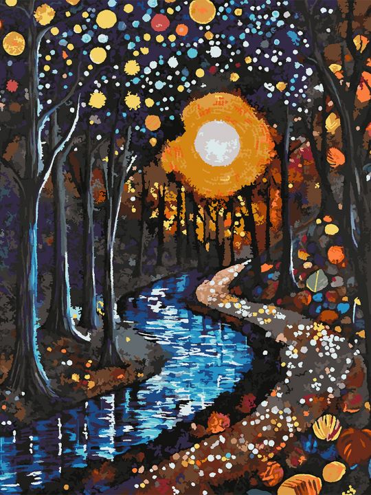 Картина по номерам без подрамника «Ночной парк» 130x100 см