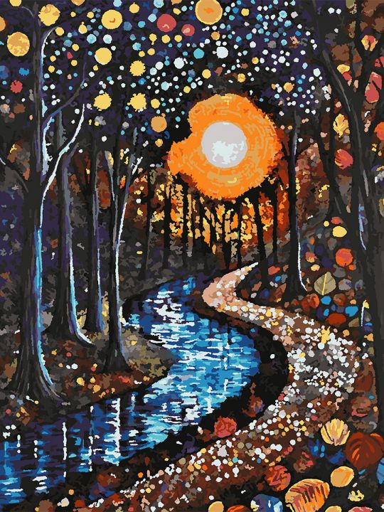 Картина по номерам без подрамника «Ночной парк» 80x60 см