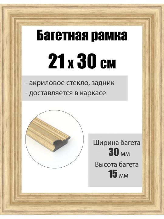 Рамка багетная для картин со стеклом 30 x 21 см, РБ-276