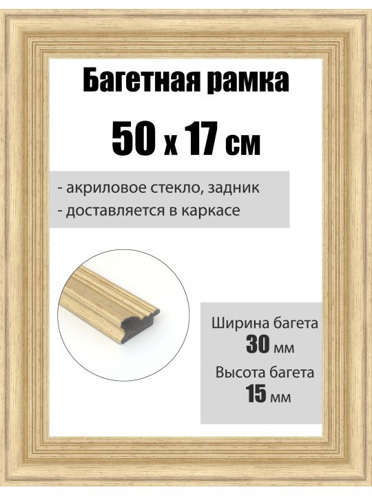 Рамка багетная для картин со стеклом 50 x 17 см, РБ-276