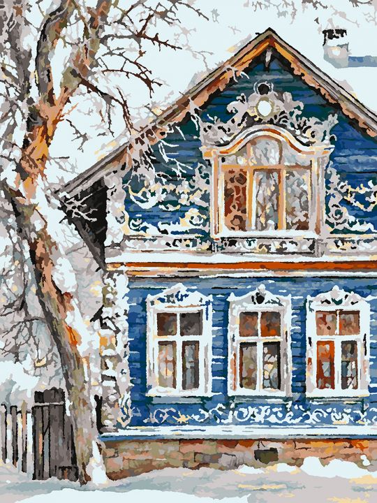 Картина по номерам без подрамника «Русский дом» 80x60 см
