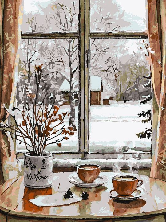 Картина по номерам без подрамника «Вид из окна» 90x70 см