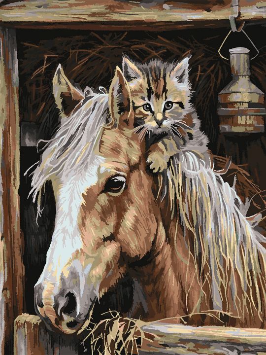 Картина по номерам без подрамника «Добрые друзья» 130x100 см