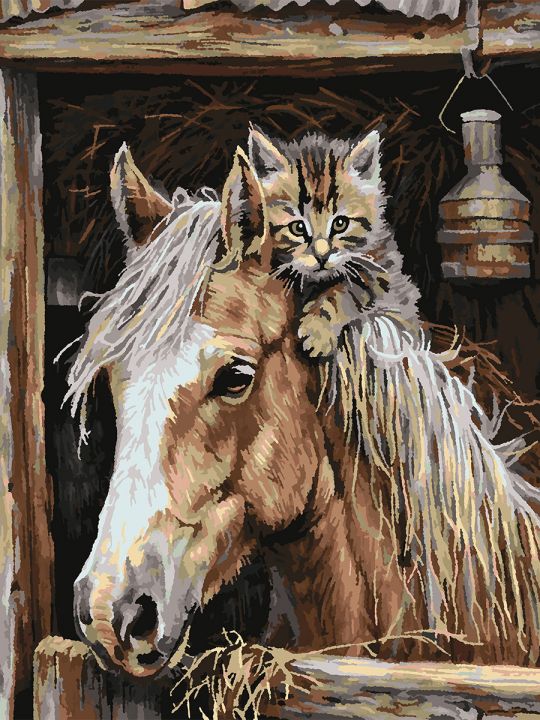 Картина по номерам без подрамника «Добрые друзья» 80x60 см