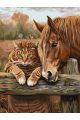 Картина по номерам без подрамника «Кот и лошадь» 130x100 см