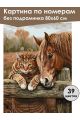 Картина по номерам без подрамника «Кот и лошадь» 80x60 см
